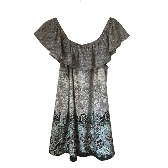 Express Tank Top Womens M Ruffled Collar Tunic Off Shoulder Paisley Sleeveless - Picture 2 of 6